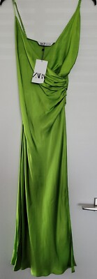 flowy gathered dress zara Zara - Voluminous Gauze Midi Dress - Bubble Gum - Xl