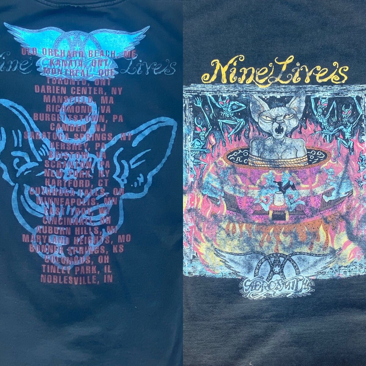 vintage 90's Aerosmith Nine Lives Tour t shirt - Vintage vintage 90's Aerosmith Nine Lives Tour t shirt - Vintage