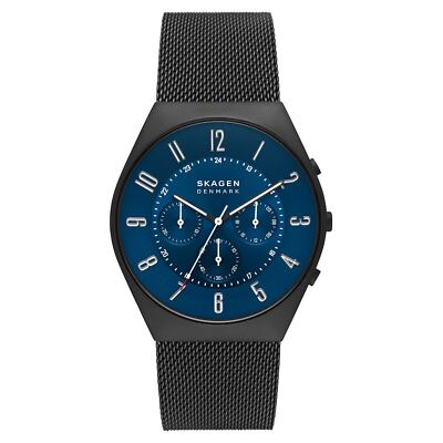 Skagen Orologio da uomo Grenen Solar Powered, movimento a tre lancette a energia solare, cassa in acciaio inossidabile riciclato da 37 mm in oro rosa (almeno 50%), SKW6835