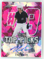 2020 Leaf Metal Draft Top Picks Autographs Pink /7 Zac Veen