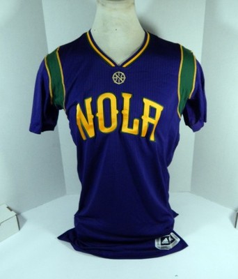 2015-16 New Orleans Pelicans Spiel Ausgegebene Lila Trikot MardiGras NOLA 3XL 5