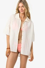  60 O'NEILL Olivia Womens Button Up Swim Cover Up Shirt Medium pmy2626a