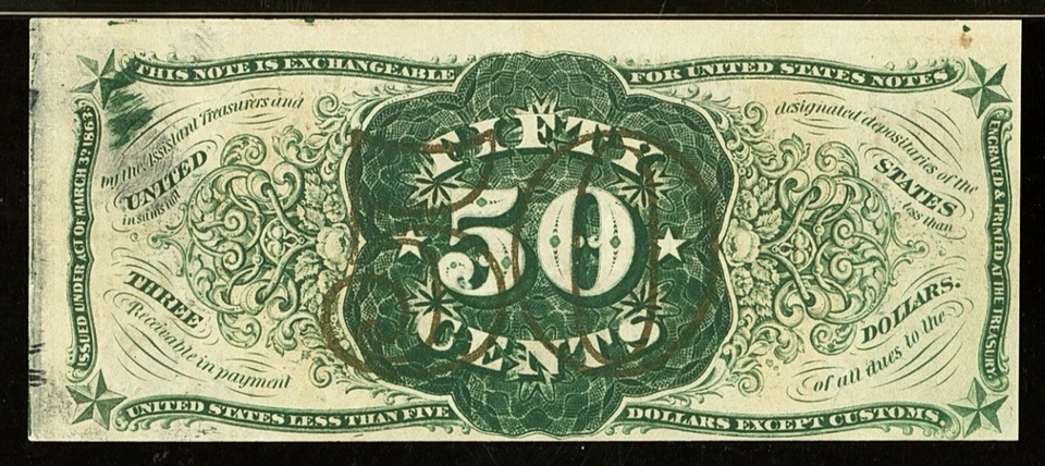 PMG ChUNC 64. FR# 1342 Fractional 1864 Union Currency 50c, Civil War Third Issue - Image 4 of 4