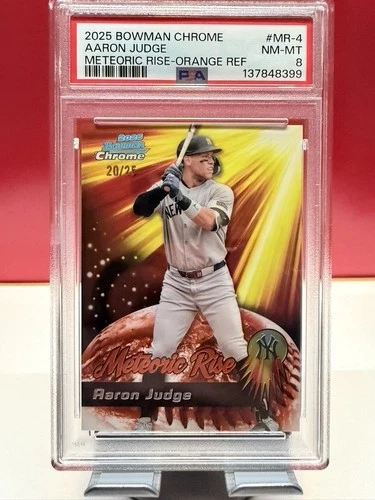 2025 Bowman Chrome - Meteoric Rise Aaron Judge #MR-4 Orange Refractor /25 PSA 8