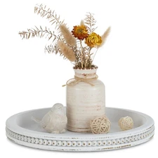 Candle Tray Holder Decorative: Round Coffee Table Home Decor Centerpiece Boho...