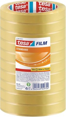 Tesafilm standard Transparent Multifunktions-Klebeband (66m x 15 mm - 10er Pack)