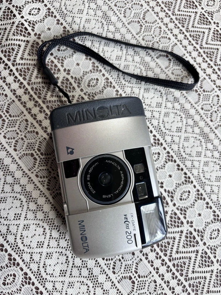 Minolta Vectis 200 IX-Date APS Film Camera Compact Silver UnTested Clean Vintage - Image 4 of 4