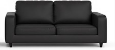 Sofa 3+2 Seater Set Suite Black Faux Leather Grey Fabric Settee Couch New