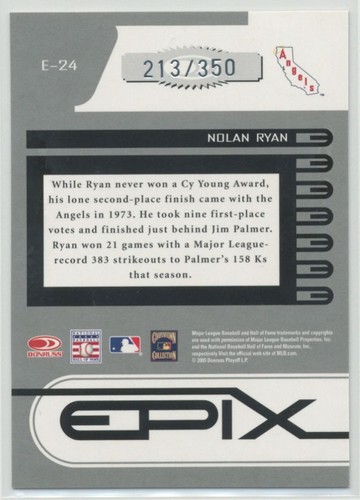 Nolan Ryan 2005 Donruss Zenith Epix Game Blue /350 #E-24 Los Angeles Angels - Picture 2 of 2