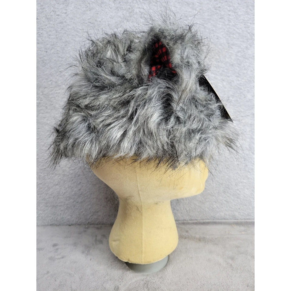 Espíritu Halloween Lobo Sombrero Disfraz Peluche Gris Imitación Piel Animal Orejas Foto 2 de 4