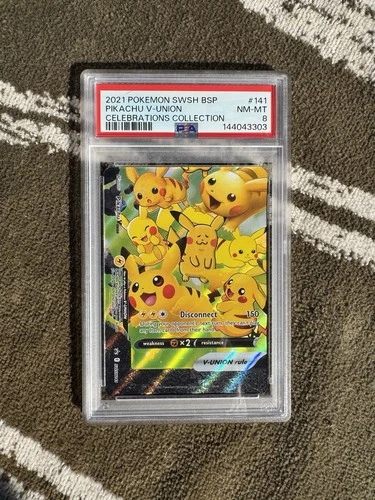 2021 Pokemon SWSH Pikachu V-Union Celebrations Collection 141 PSA 8 25th Anniver