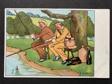 "A Nibble" Beer & Fishing Comic Postcard G23