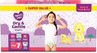 Parent s Choice Size 7 Diapers 120 Ct Dry & Gentle Leak Protection Baby Care