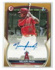 Nelson Rada 2023 Bowman Prospect 1st Auto Gold SN #/50 #PPA-NR-LAA