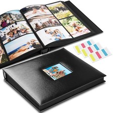 Photo Album 4x6 Photos Hold 700 Pockets Extra Large Capacity Leather Cover Black