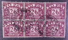 GB postage due SG D54 2/6d used  - block of 6. Cat &pound;49.50    Ref EK10