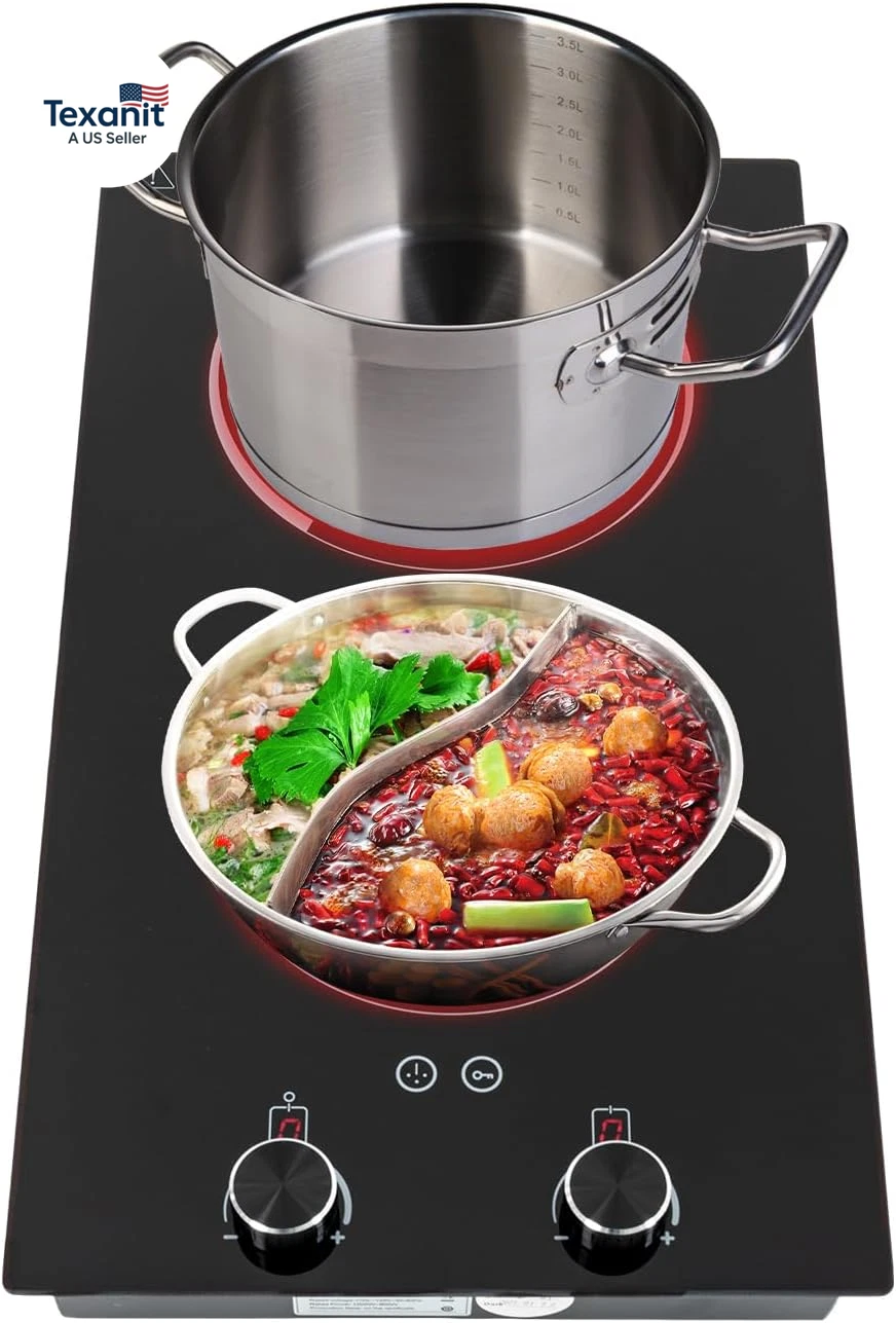 2-Burner Electric Induction Cooktop,110V 2100W LED Display Screen Electric Count