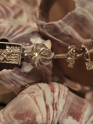 Vtg Sterling Silver Charm bracelet Southern Themed Charleston Sand Dollar Etc - Picture 6 of 24