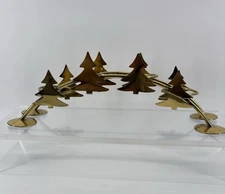 Vintage Brass Christmas Tree Votive Candle Holder 4 Cup Holiday Centerpiece