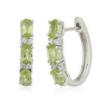 925 Sterling Silver Choose Multi Gemstone 5X3 mm Oval Hoop Earrings