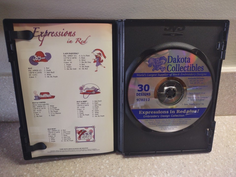 NEW Dakota Collectibles Expressions In Red 30 Embroidery Designs Multi ...
