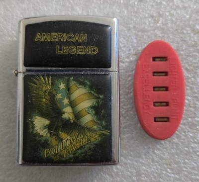 Vintage Cigarette Lighter Anamel American Legend with Flints