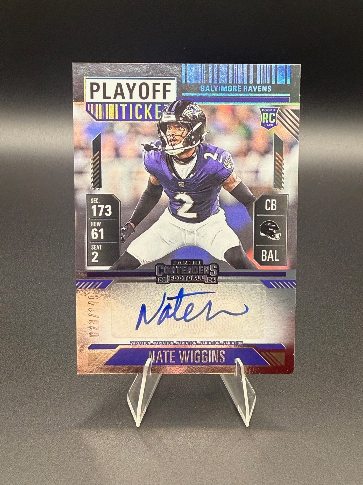 2024 Contenders Nate Wiggins Rookie Ticket Auto RC Playoff Rookie /149 Variation