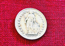 1944 B Switzerland 1/2 Franc 0.835 World Silver