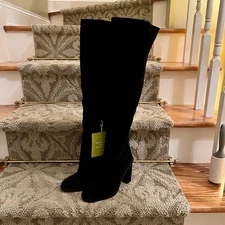 NWOB Gianni Bini Barrine  OTK Over the Knee Black Suede Boots Size 6