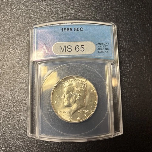 1965 ANACS MS65 SILVER KENNEDY HALF DOLLAR JFK COIN
