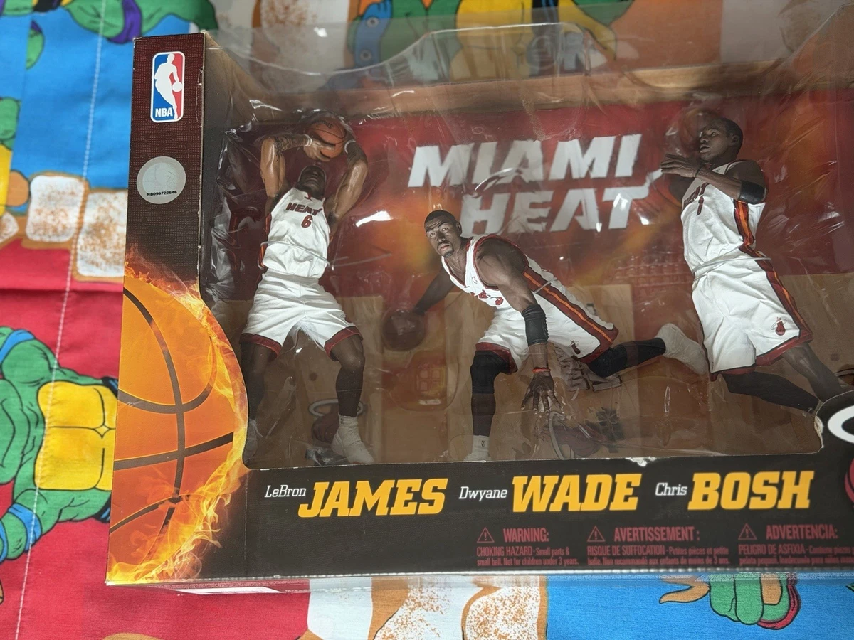 McFarlane Miami Heat LeBron James, Dwyane Wade, Chris Bosh Figures Series 19 HOF