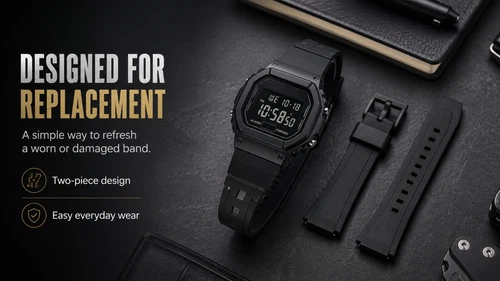 22mm Black Silicone Watch Strap For Huawei GT2 Pro GT2e GT3 GT4 46mm - Picture 8 of 9