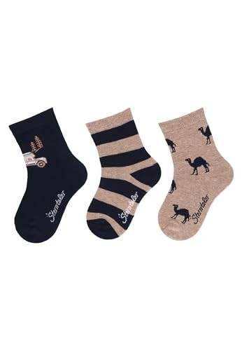 Sterntaler Babysocken 3Er Pack: Camping Ringel Kamele - Marine Gr.-image