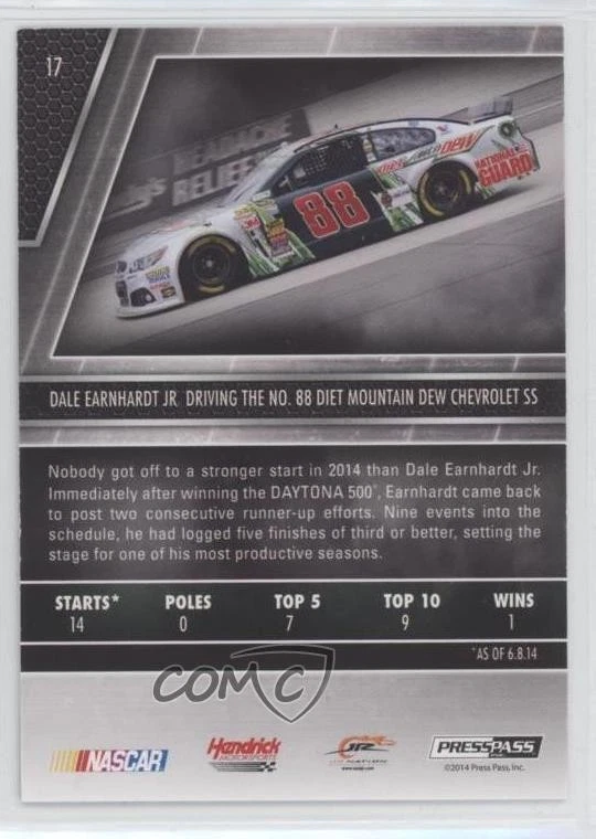 2014 Press Pass Redline Color Proof Black & White /75 Dale Earnhardt Jr #17 HOF - Image 2 of 2