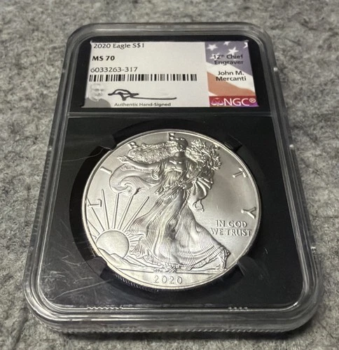 2020 NGC MS 70 MERCANTI SIGNED 1 oz Silver American Eagle $1 US