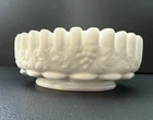Vintage Westmoreland Milk Glass, White w/Ruffled edge in Grape Panel pattern