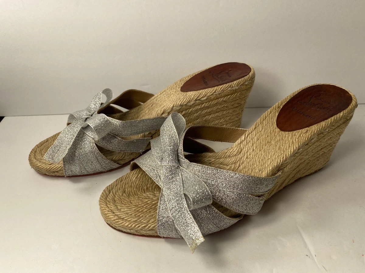 Christian louboutin silver clearance wedges