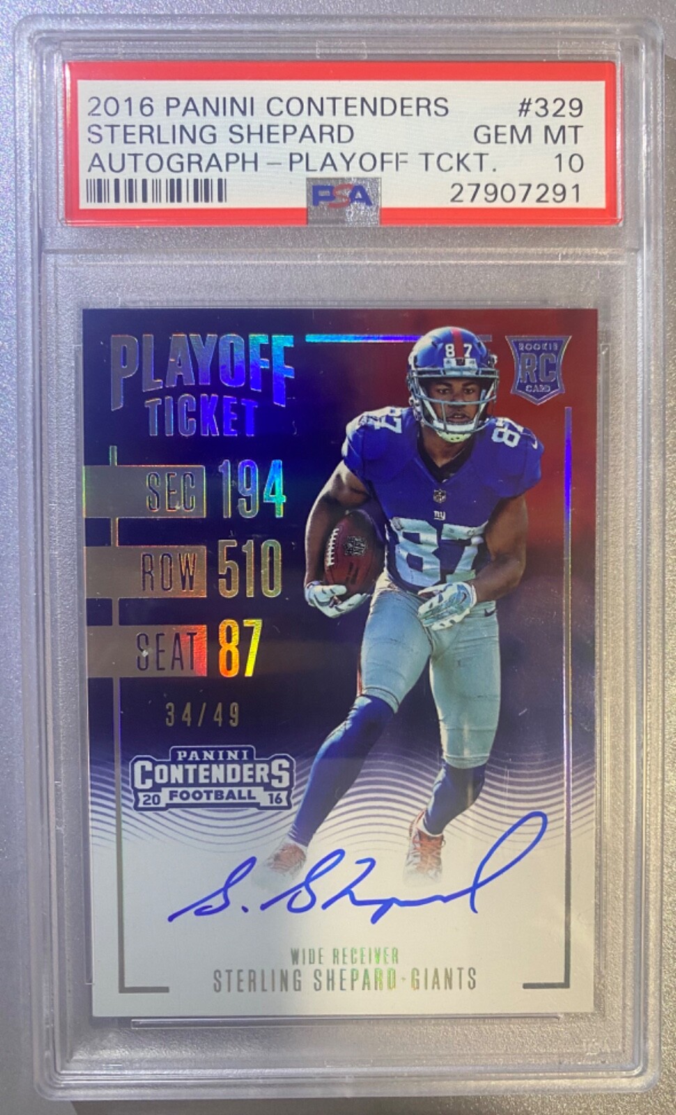 Sterling Shepard Panini Contenders #329 Autograph-Playoff Ticket