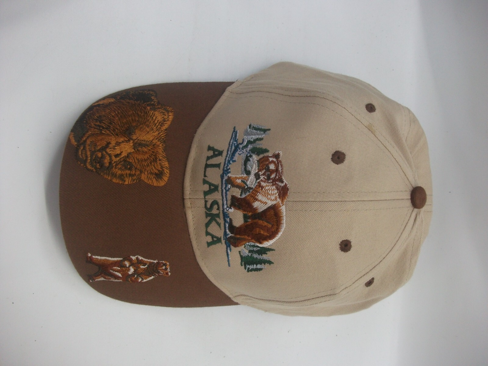 Alaska Bear Hat Brown Beige Hook Loop Baseball Cap - image 7