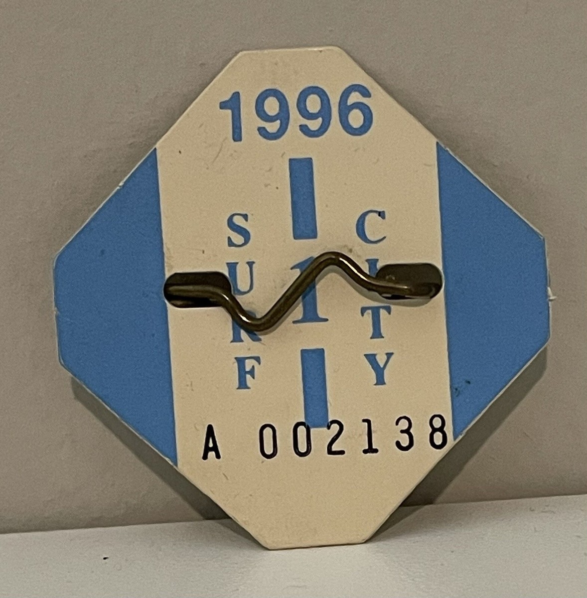 1996 Beach Badge Surf City New Jersey Long Beach Island NJ Tag Pin LBI Shore