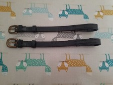 English Leather Cheekpieces. Black. With Solid Brass Buckles