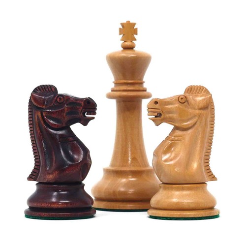 17th Olympiad Havana 3.78" Reproduced Natural/Mahogany Stained Boxwood Chess Set - Picture 5 of 24