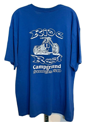 Sturgis S.D. Bike Week 2006 Ride & Rest Campground Blue Men's T-Shirt Size XL