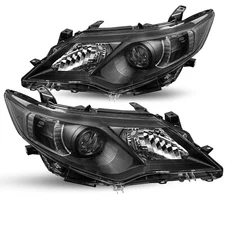 For 2012 2013 2014 Toyota Camry Sedan Black Clear Projector Headlights Pair