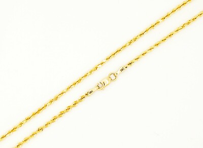 14K MASSIVES GELBGOLD 2 MM SEIL HALSKETTE KETTE 18'' 20'' 22'' 24'' 