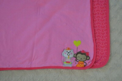 Just One You by Carter's Monkey Baby Blanket Heart Balloon Cupcake Dog Pink