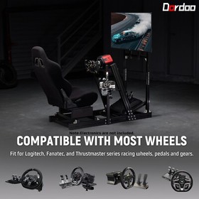 Dardoo Racing Sim Cockpit 4080Aluminum With Black Seat TV Stand Fit Thrustmaster