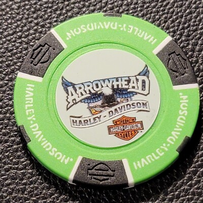 ARROWHEAD HD ~ ARIZONA (Neon Green/Black Full Color) Harley Davidson Poker Chip