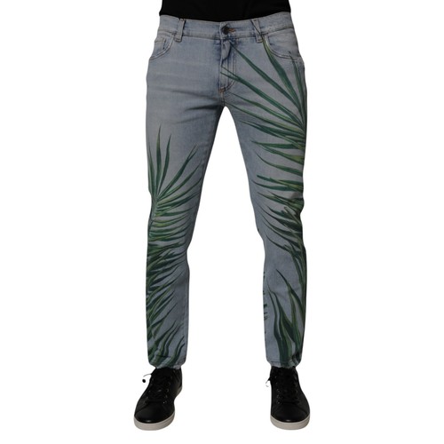 DOLCE & GABBANA Jeans Light Blue Leaf Cotton Classic Men Denim IT50/W36/L 870usd