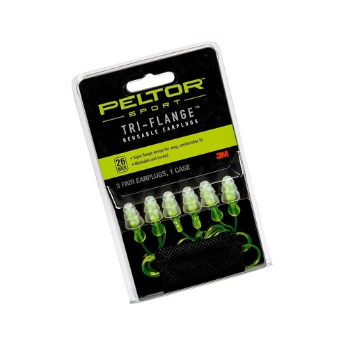 Peltor Sport Tri-Flange Corded Reusable Earplugs, 3-Pair Per Pack - 第 1/2 張圖片